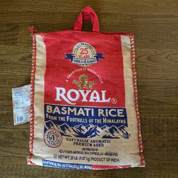 2 SET Large Woven Burlap Zippered Bag Tote with Handles Royal Basmati Rice Bag - Picture 3 of 10